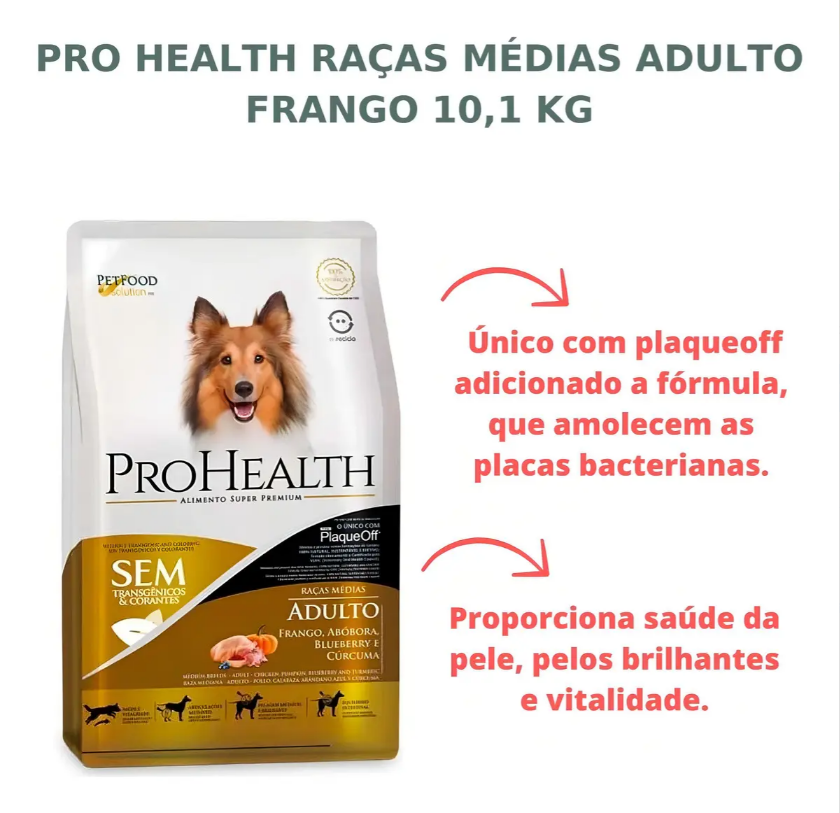 Ração ProHealth Cães Adultos Raças Médias 10,1 kg