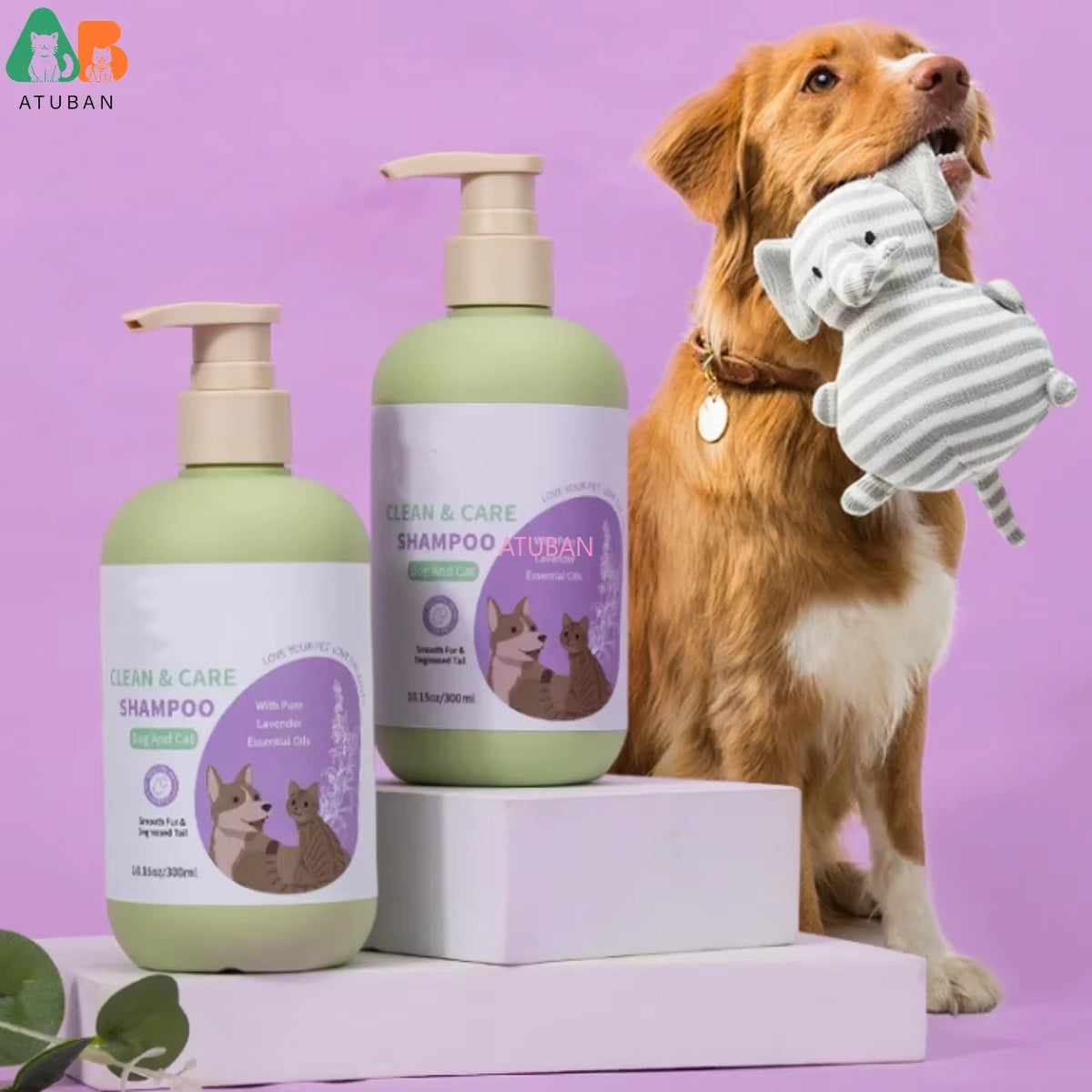 ATUBAN Dog Shampoo and Conditioner,Hypoallergenic Dog Shampoo for Smelly Dogs,Probiotic Pet Shampoo for Dogs,Royal Lavender