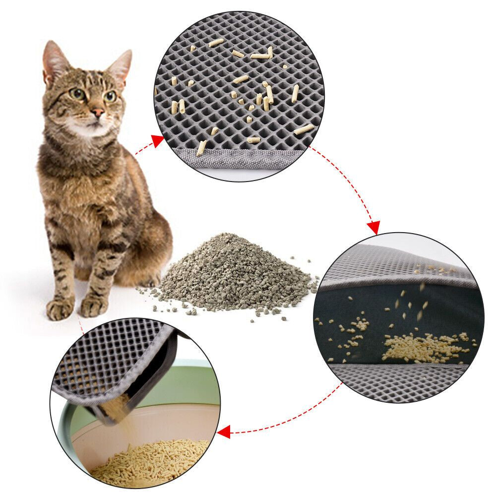 Kitty Cat Litter Mat Trapping Honeycomb Double Layer Design Waterproof Double Layer EVA Cat Litter Pad Waterproof Non-Slip Sand Basin Filter Kitten Dog Washable Mattress