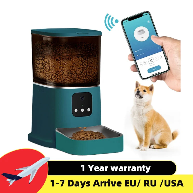 6L Automatic Cat Feeder Timing with Camera Video Smart Pet Feeder for Cat Dogs Intelligent Dry Food Dispenser Voice Recorde Bowl