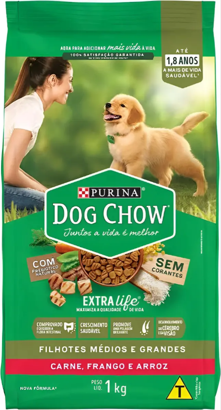 DOG CHOW FILHOTE MED & GDE CAR/FRG/ARZ 1KG