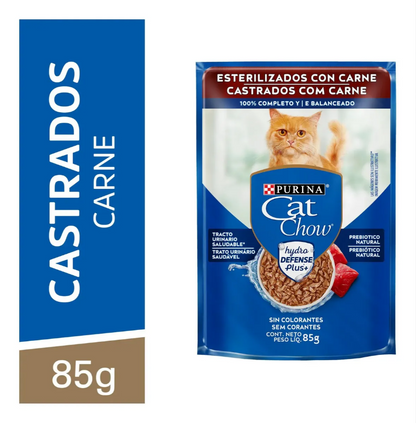 CAT CHOW CASTRADOS CARNE AO MOLHO 60un