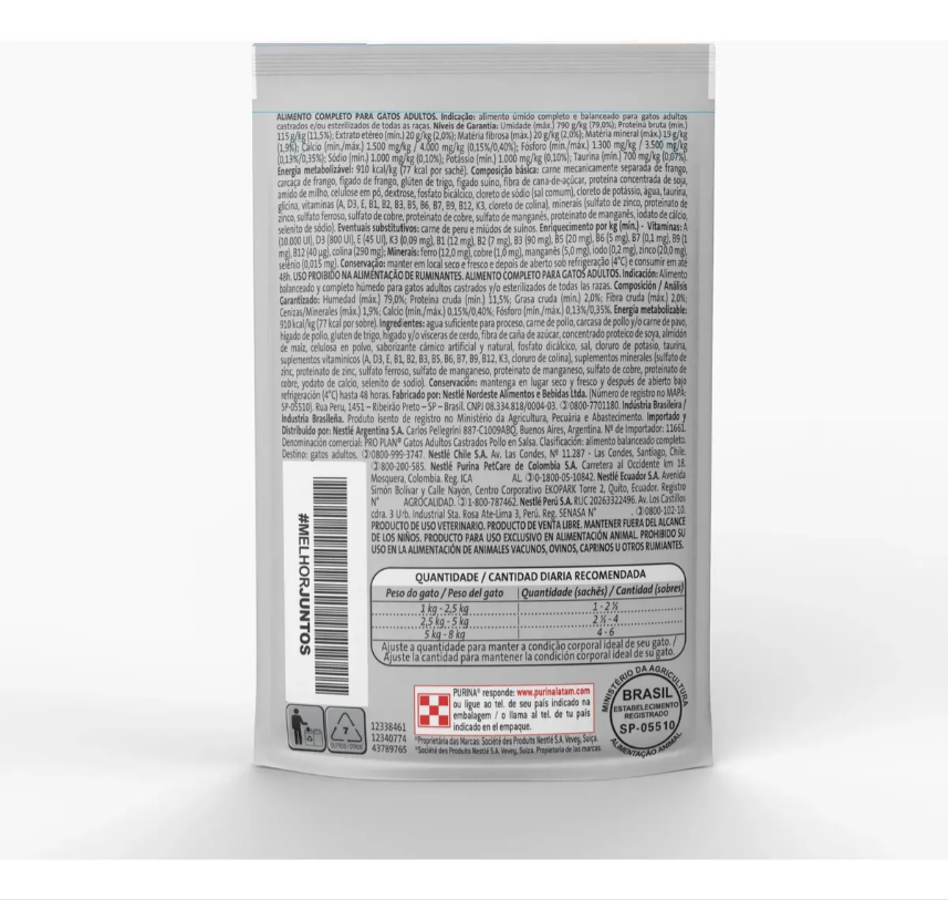 PRO PLAN GATOS ESTERILIZADO FRANGO 60un