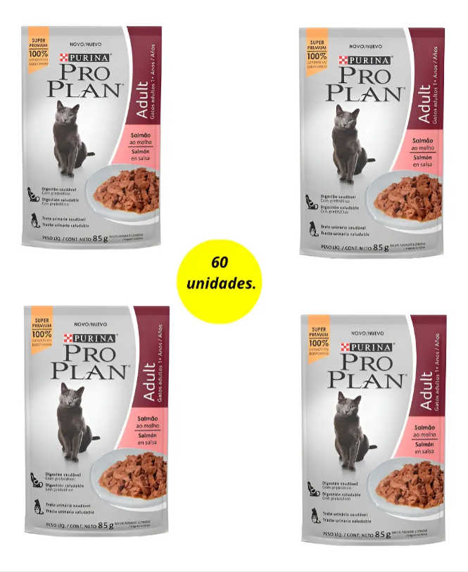 PRO PLAN GATOS ADULTO SALMAO 60un