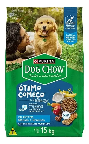 DOG CHOW FILHOTE MED & GDE CAR/FRG/ARZ 15KG