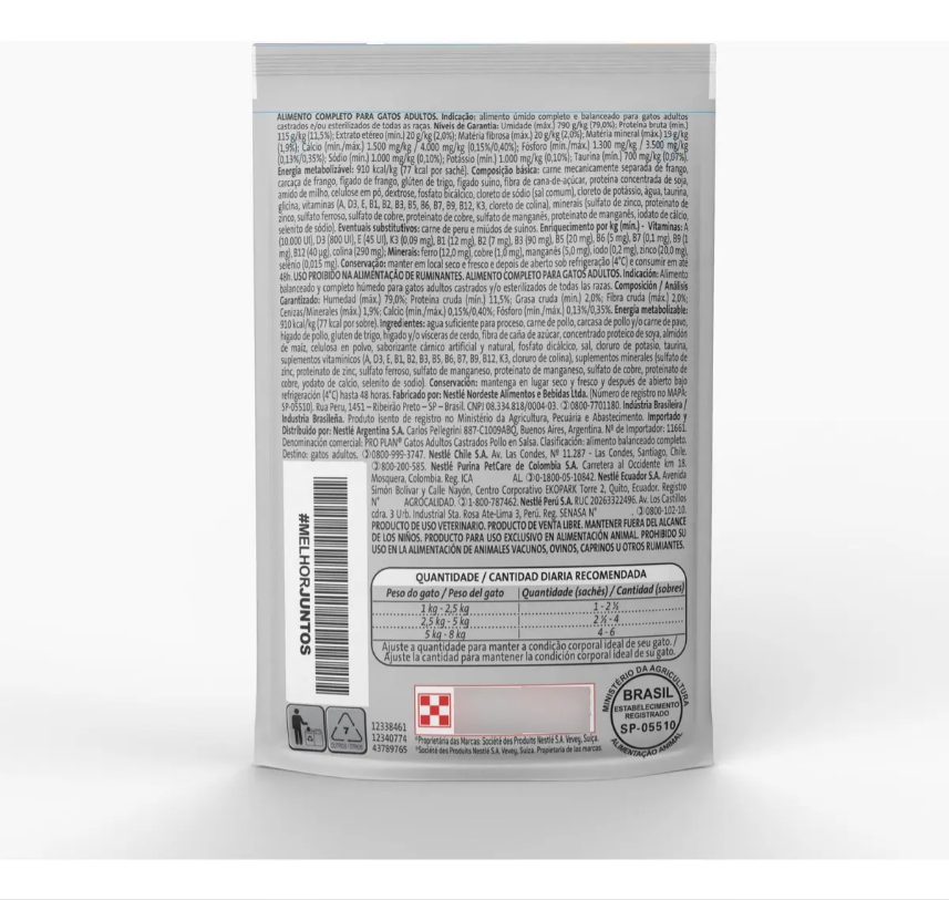 PRO PLAN GATOS ESTERILIZADO FRANGO 30un