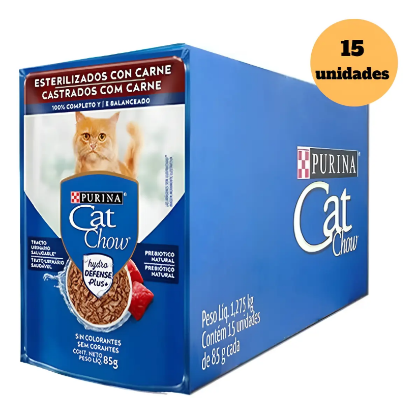 CAT CHOW CASTRADOS CARNE AO MOLHO 15un