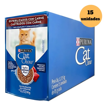 CAT CHOW CASTRADOS CARNE AO MOLHO 15un