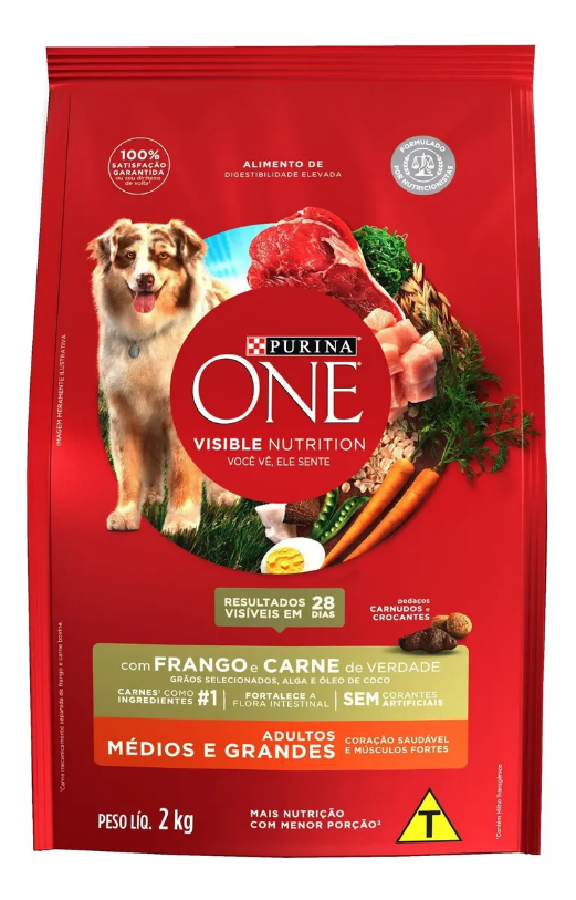 ONE CÃO ADULTO MÉDIOS E GRANDES FRANGO & CARNE 2kg