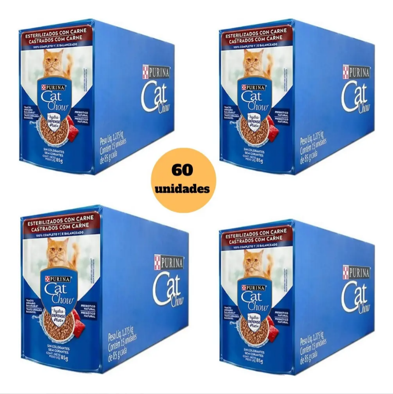 CAT CHOW ADULTOS CARNE AO MOLHO 60un