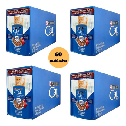 CAT CHOW ADULTOS CARNE AO MOLHO 60un