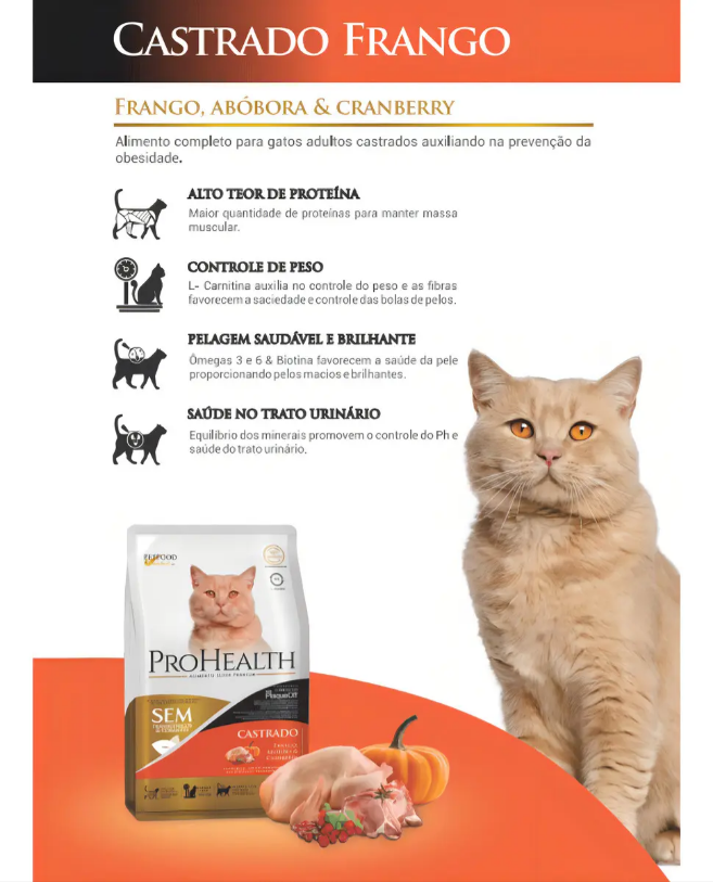 PROHEALTH CAT ADULTO CASTRADO FRANGO 5KG