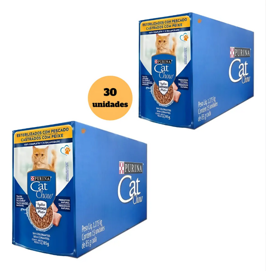 CAT CHOW CASTRADOS PEIXE BRANCO 30un