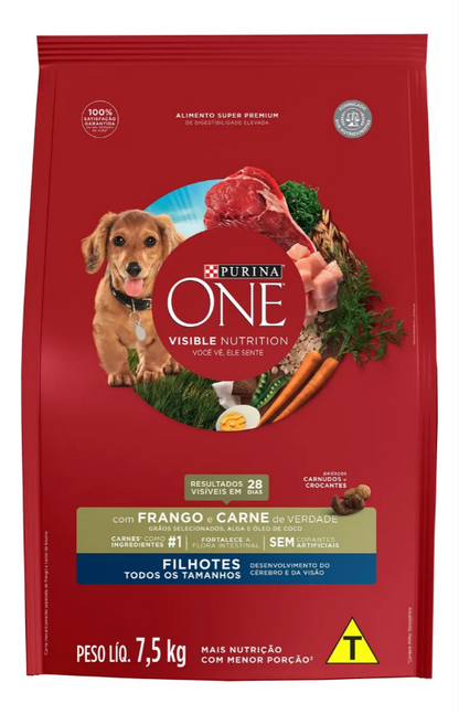 ONE CÃO FILHOTES FRANGO & CARNE RE VERDADE 7,5KG