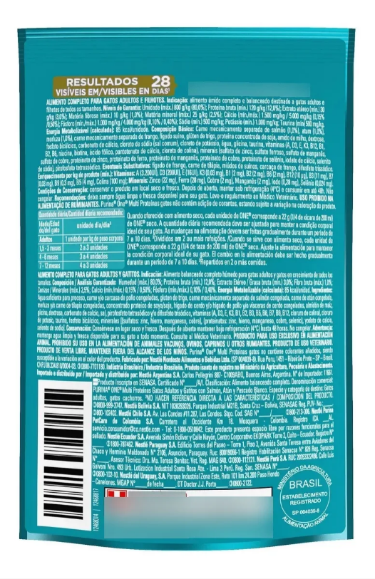 ONE GATOS MULTI PROTEINA ADLT E FILH 60un
