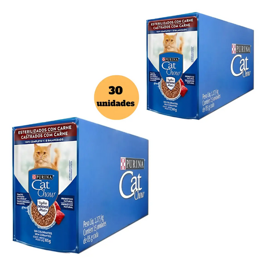 CAT CHOW CASTRADOS CARNE AO MOLHO 30un