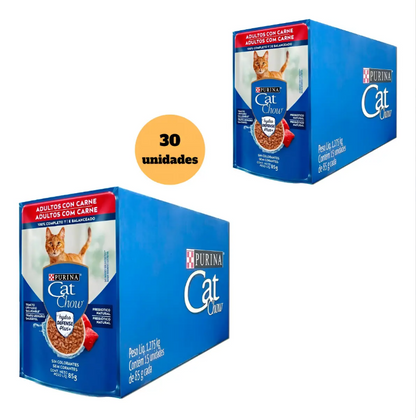 CAT CHOW ADULTOS CARNE AO MOLHO 30un
