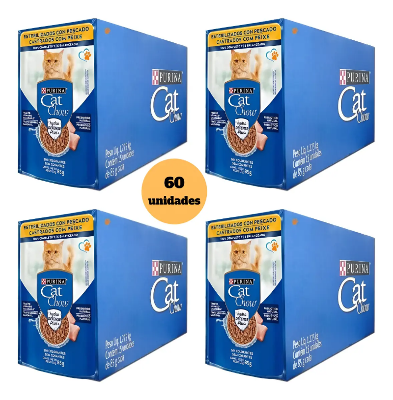 CAT CHOW CASTRADOS PEIXE BRANCO 60un