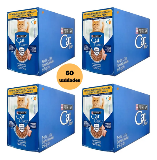 CAT CHOW CASTRADOS PEIXE BRANCO 60un